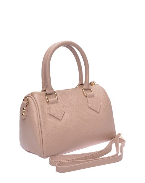 SS26 LV 1006 Handtasche aus puderfarbenem Leder - 18,5 x 22 x 8,5 cm