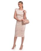 SS26 LV 1006 Handtasche aus puderfarbenem Leder - 18,5 x 22 x 8,5 cm
