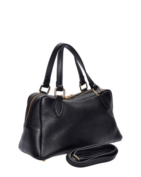 SS26 RM 1007T schwarze Lederhandtasche - 14x30x13 cm