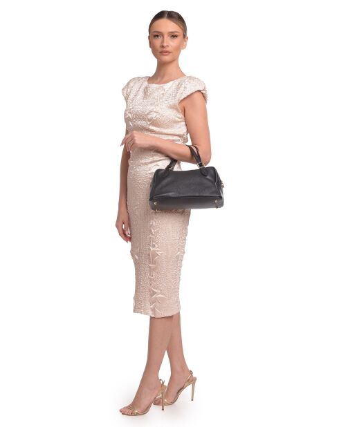 SS26 RM 1007T schwarze Lederhandtasche - 14x30x13 cm
