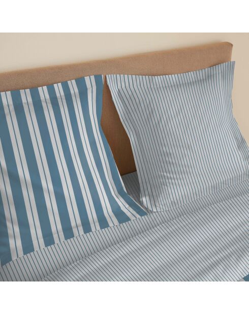 Parure de draps 4 pièces en coton imprimé Florence denim