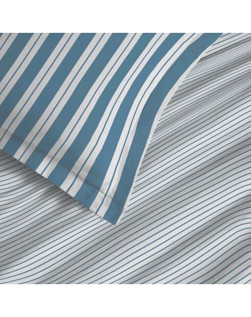 Parure de draps 4 pièces en coton imprimé Florence denim