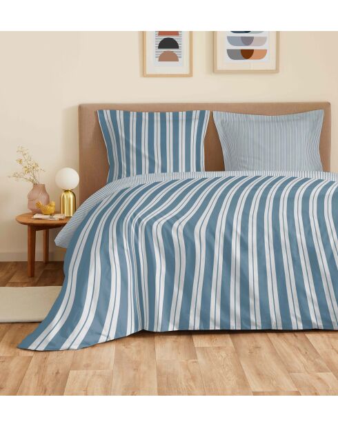 Parure de draps 4 pièces en coton imprimé Florence denim