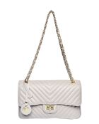SS26 RM 2213 grijze leren schoudertas - 16x27,5x7,5 cm