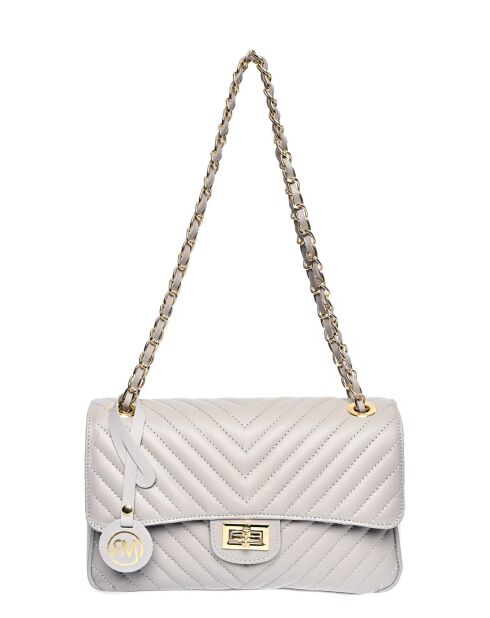 SS26 RM 2213 grijze leren schoudertas - 16x27,5x7,5 cm