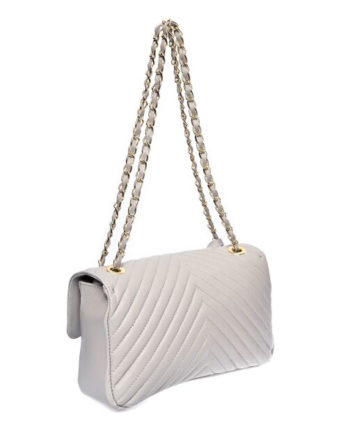 SS26 RM 2213 grijze leren schoudertas - 16x27,5x7,5 cm