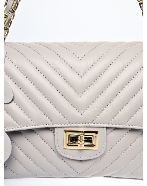 SS26 RM 2213 grijze leren schoudertas - 16x27,5x7,5 cm