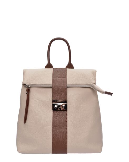 Mochila SS26 LV 128 de piel beige/marrón - 31x34x10 cm