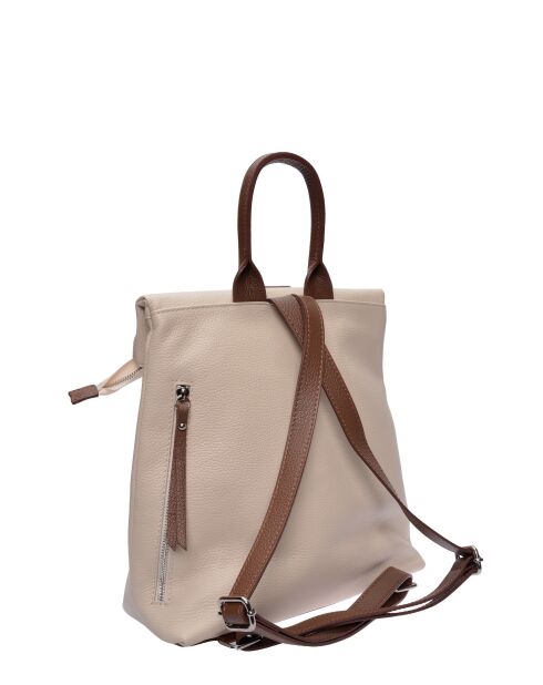 Mochila SS26 LV 128 de piel beige/marrón - 31x34x10 cm