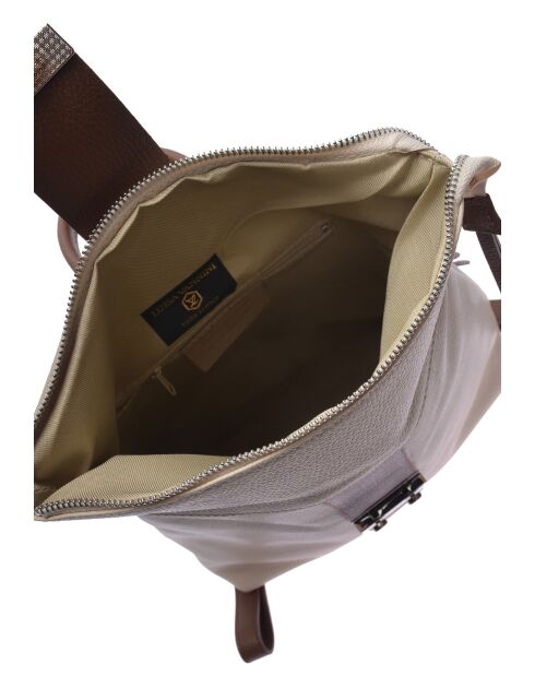 Mochila SS26 LV 128 de piel beige/marrón - 31x34x10 cm