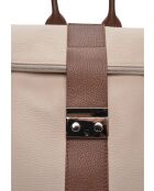 Mochila SS26 LV 128 de piel beige/marrón - 31x34x10 cm