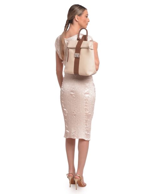 Mochila SS26 LV 128 de piel beige/marrón - 31x34x10 cm