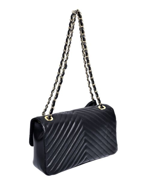 SS26 RM 2213 zwarte leren schoudertas - 16x27,5x7,5 cm