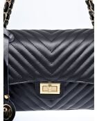 SS26 RM 2213 zwarte leren schoudertas - 16x27,5x7,5 cm