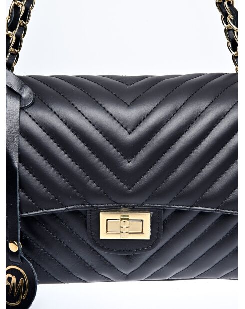 SS26 RM 2213 zwarte leren schoudertas - 16x27,5x7,5 cm