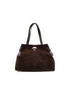 Vera Suede Schultertasche aus Mokkaleder - 28x25x15cm