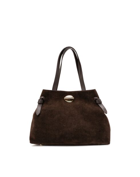 Vera Suede Schultertasche aus Mokkaleder - 28x25x15cm