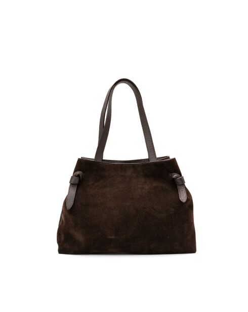 Vera Suede Schultertasche aus Mokkaleder - 28x25x15cm