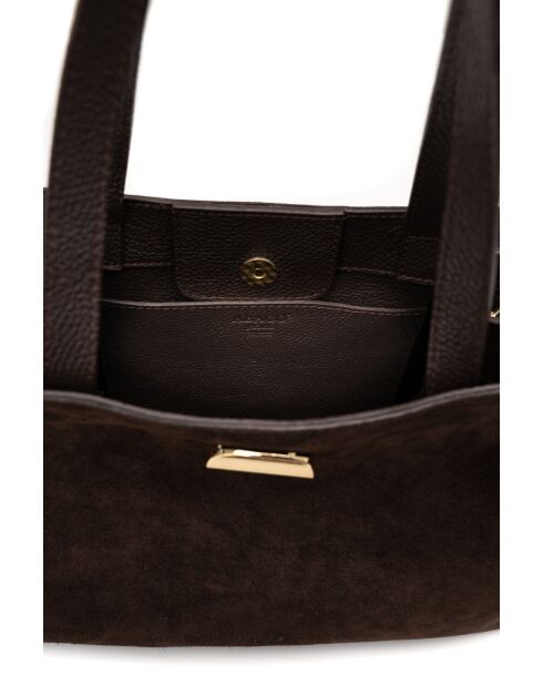 Vera Suede Schultertasche aus Mokkaleder - 28x25x15cm