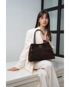 Vera Suede Schultertasche aus Mokkaleder - 28x25x15cm