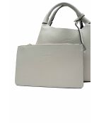 Sac à main en cuir Lola gris clair - 21x20.5x14.5cm