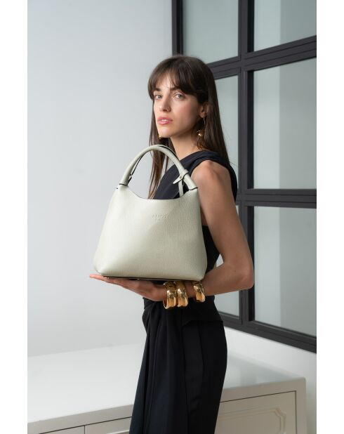 Sac à main en cuir Lola gris clair - 21x20.5x14.5cm