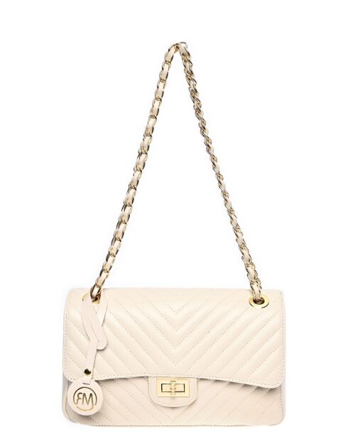 SS26 RM 2213 beige leren schoudertas - 16x27,5x7,5 cm