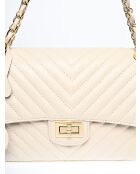 SS26 RM 2213 beige leren schoudertas - 16x27,5x7,5 cm