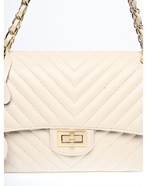 SS26 RM 2213 beige leren schoudertas - 16x27,5x7,5 cm