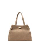 Vera Suede Schultertasche aus taupefarbenem Leder - 28x25x15cm