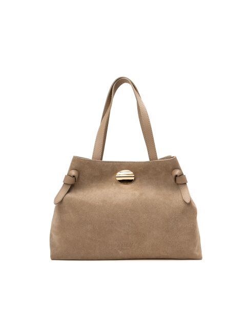 Vera Suede Schultertasche aus taupefarbenem Leder - 28x25x15cm