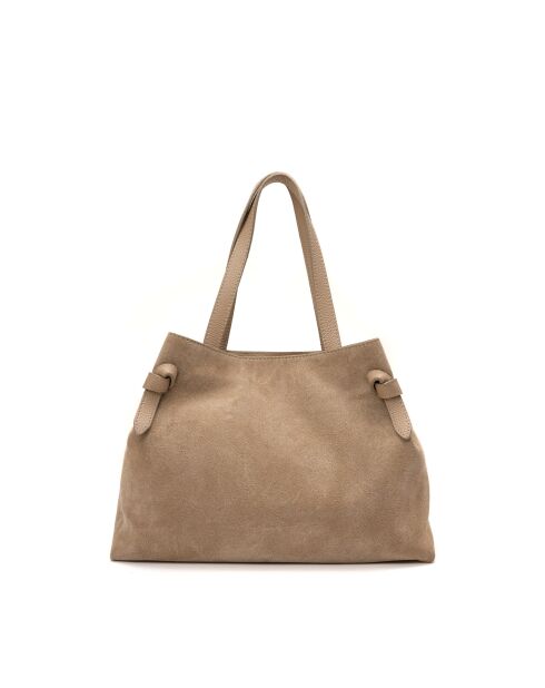 Vera Suede Schultertasche aus taupefarbenem Leder - 28x25x15cm