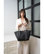 Sac porte épaule en cuir Stacy noir - 50x30x15cm