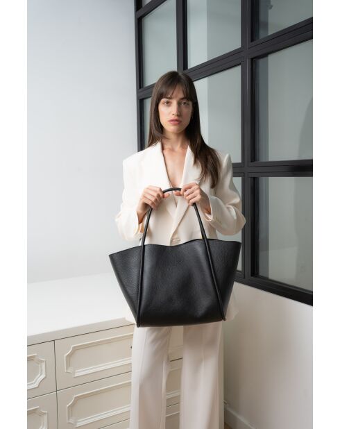 Sac porte épaule en cuir Stacy noir - 50x30x15cm