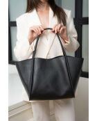 Sac porte épaule en cuir Stacy noir - 50x30x15cm