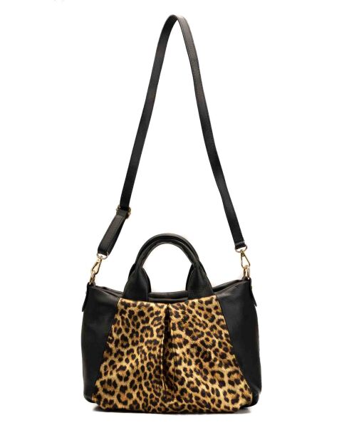 Sac à bandouliere en cuir Rogue motif leopard noir - 31x24x12cm