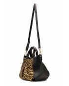 Sac à bandouliere en cuir Rogue motif leopard noir - 31x24x12cm
