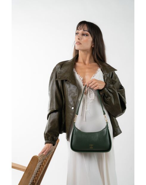 Sac à bandouliere en cuir Storm vert - 25x13x6.5cm