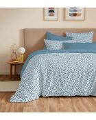 Pack complet housse de couette en coton imprimé King size Diana bleu - 180x200cm