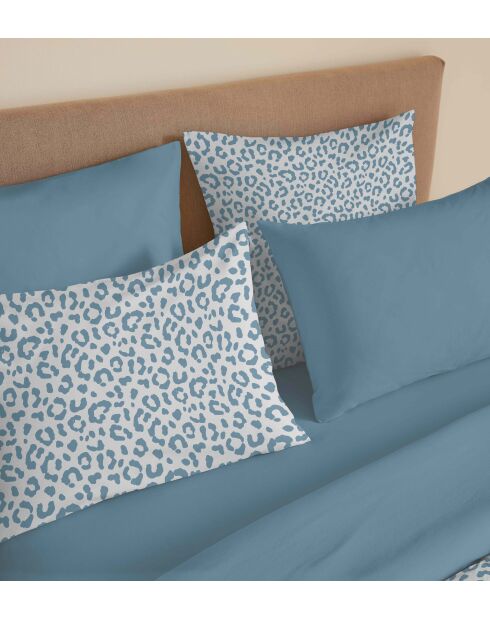 Pack complet housse de couette en coton imprimé King size Diana bleu - 180x200cm