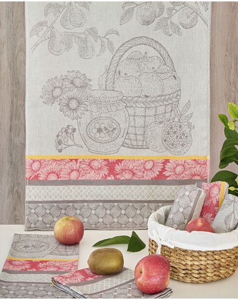 Lot de 6 torchons en coton égyptien Fruits du Marché - 50x70cm