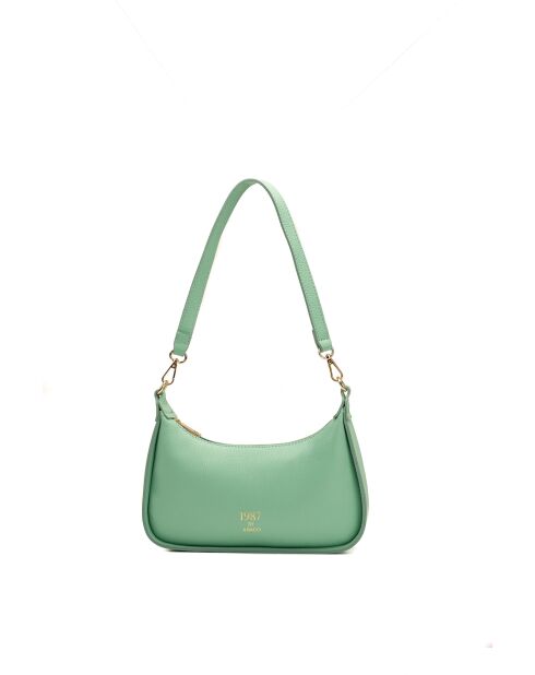 Zeegroene Storm leren schoudertas - 25x13x6,5cm