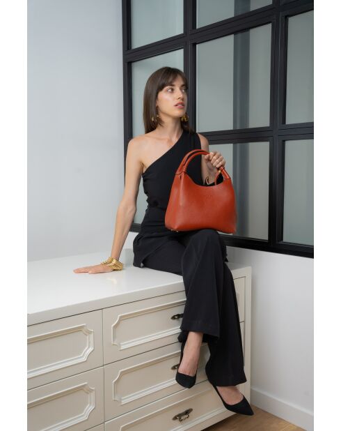 Sac à main en cuir Lola terracotta - 21x20.5x14.5cm