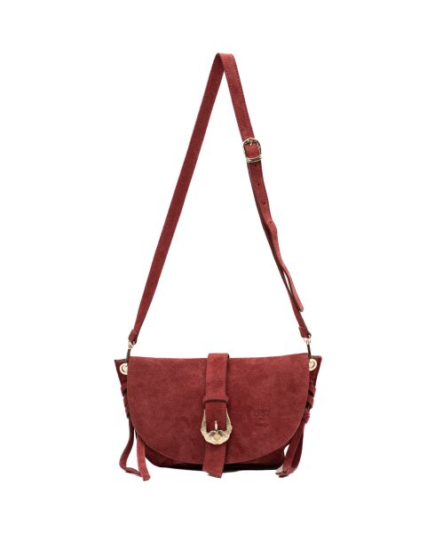 Sac à bandouliere en cuir Texas bordeaux - 29x22x4cm