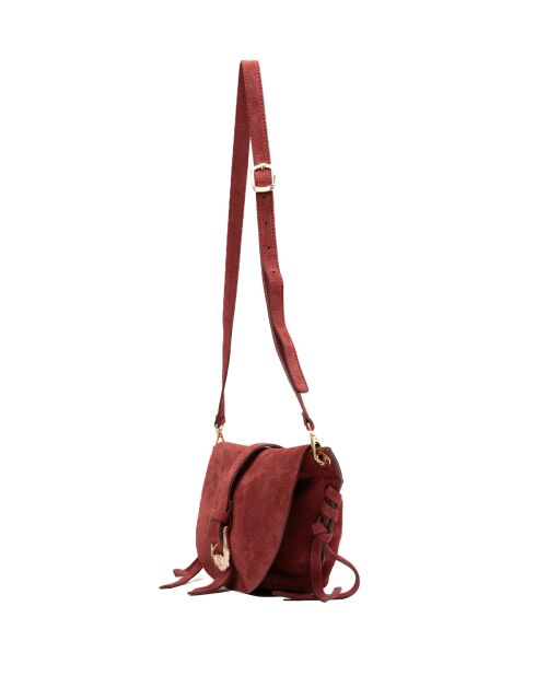 Sac à bandouliere en cuir Texas bordeaux - 29x22x4cm