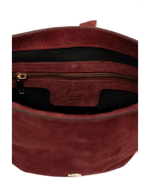 Sac à bandouliere en cuir Texas bordeaux - 29x22x4cm