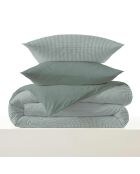 Pack complet housse de couette en coton imprimé King size Gabrielle sauge - 180x200cm