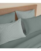 Pack complet housse de couette en coton imprimé King size Gabrielle sauge - 180x200cm