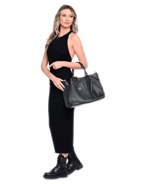 SS26 LV 1536 schwarze Lederhandtasche - 28x39x17 cm