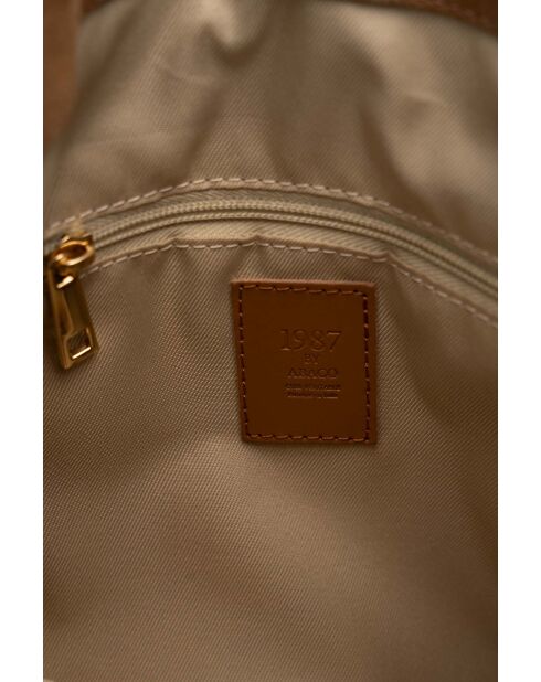 Sac porte épaule en cuir Roots camel - 35x35x14cm